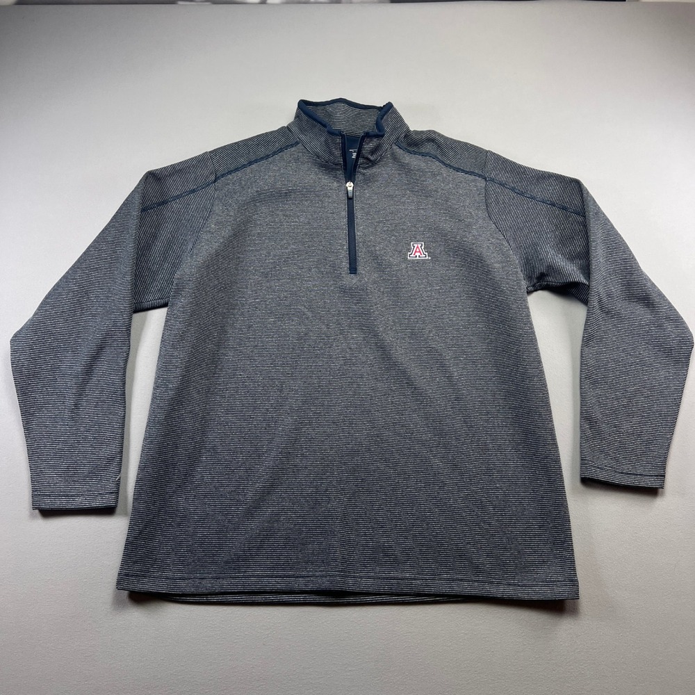 Arizona Wildcats Football Jacket Mens Large Gray Striped Antigua Apparel NCAA
